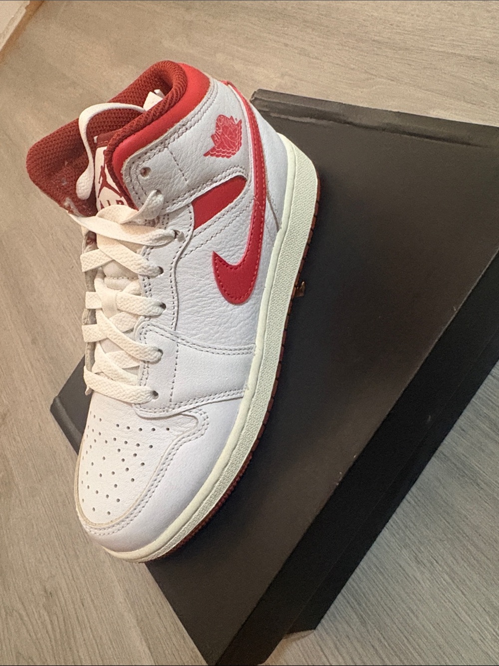 Nike Kids White and Red High-Top Sneakers